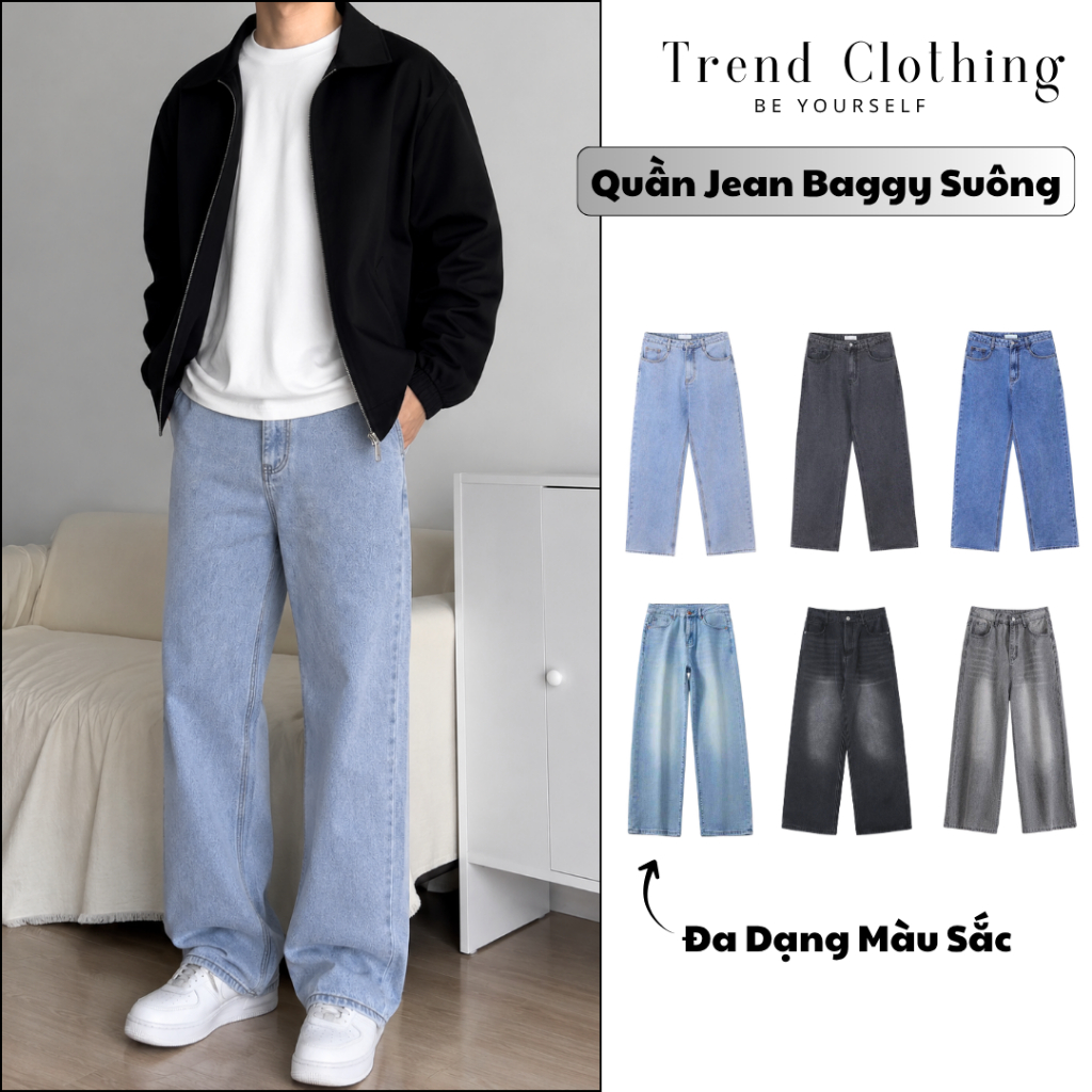 Quần jean nam dáng suông ống đứng,co giãn nhẹ, chất liệu dầy dặn, dễ phối đồ-TrendClothing