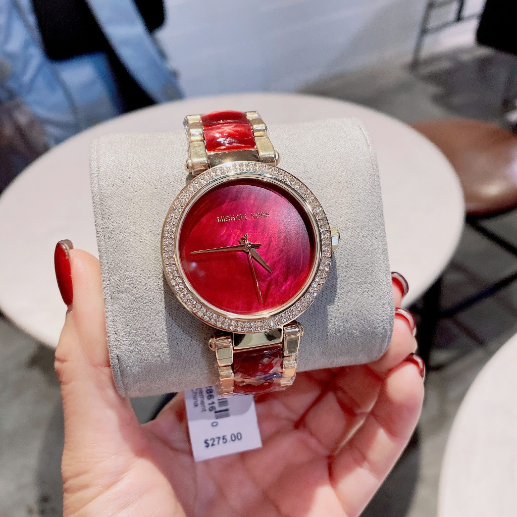 Đồng hồ nữ MICHAEL K0RS MK6427 Women's Parker Red and Gold Watch 39mm, Full box, Luxury diamond watc
