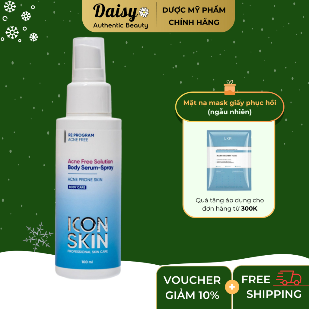 Serum xịt mụn lưng ICON SKIN Acne Free Solution | Daisy Authentic