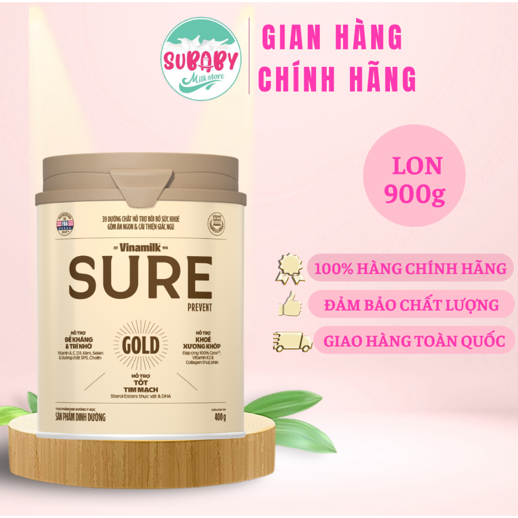 Sữa Bột Vinamilk Sure Prevent Gold Lon 900g Dinh Dưỡng Cho Người Lớn Hỗ Trợ Tim Mạch