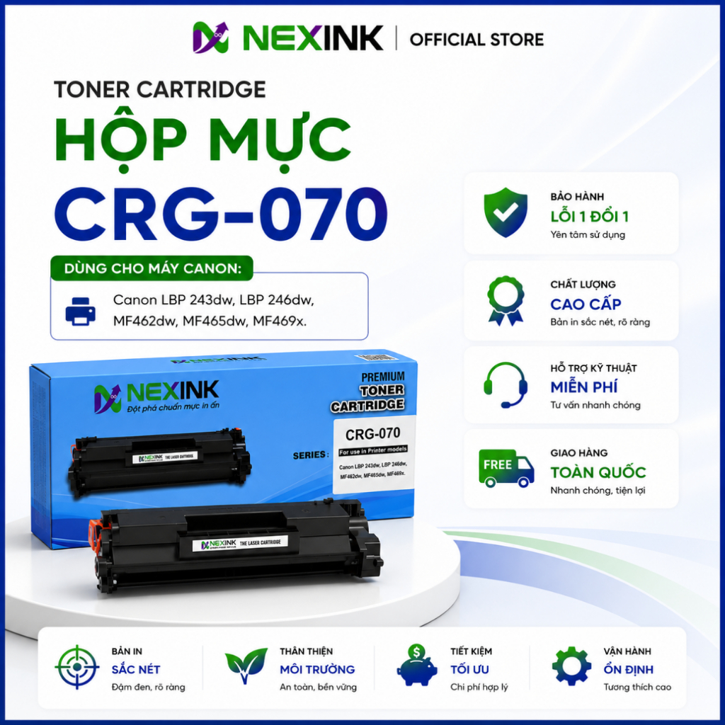 [CRG070] Hộp Mực NEXINK Cho Máy In Canon LBP-243dw/LBP-246dw/LBP-247dw...Sẵn Mực, Lỗi 1 Đổi1