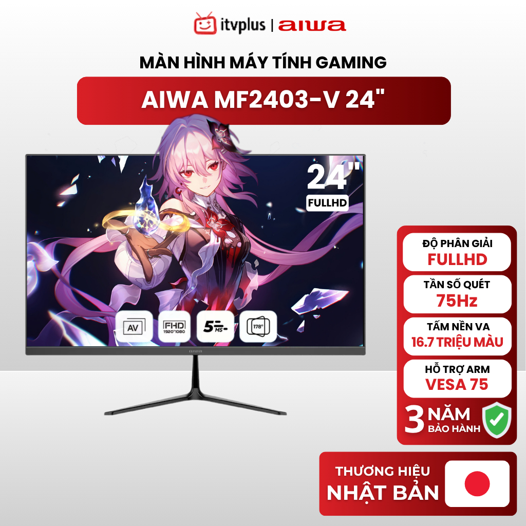Màn hình PC Gaming AIWA 22"/24"/27" - FullHD/120Hz - Thương hiệu Nhật Bản chính hãng - BH 3 Năm