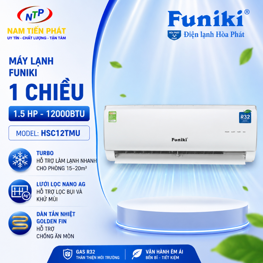 Máy Lạnh Funiki HSC12TMU 1.5HP 12000BTU Làm Lạnh Nhanh Turbo Gas R32
