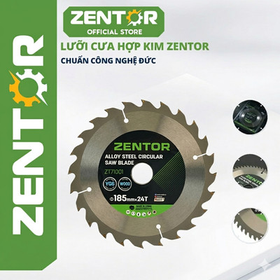 Lưỡi cưa thép Zentor 24/40/60 răng hợp kim YG6, đường kính 185mm