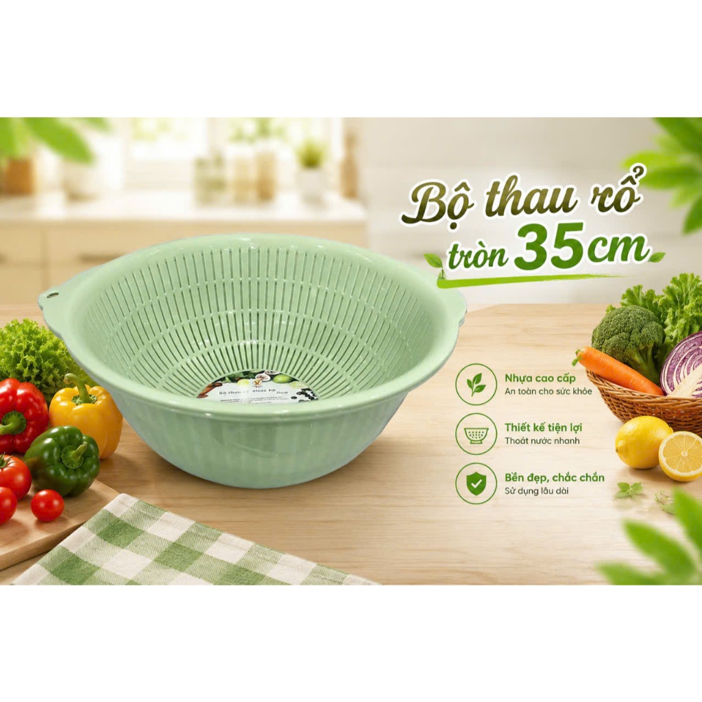 Bộ thau rổ tròn 35cm Tự Lập