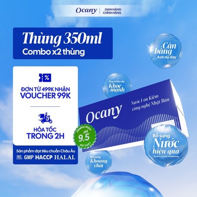 [COMBO 2 THÙNG 350ml] Nước uống Ion Kiềm Ocany pH 9.5 thùng 24 chai 350ml giúp hỗ trợ trung hòa axit