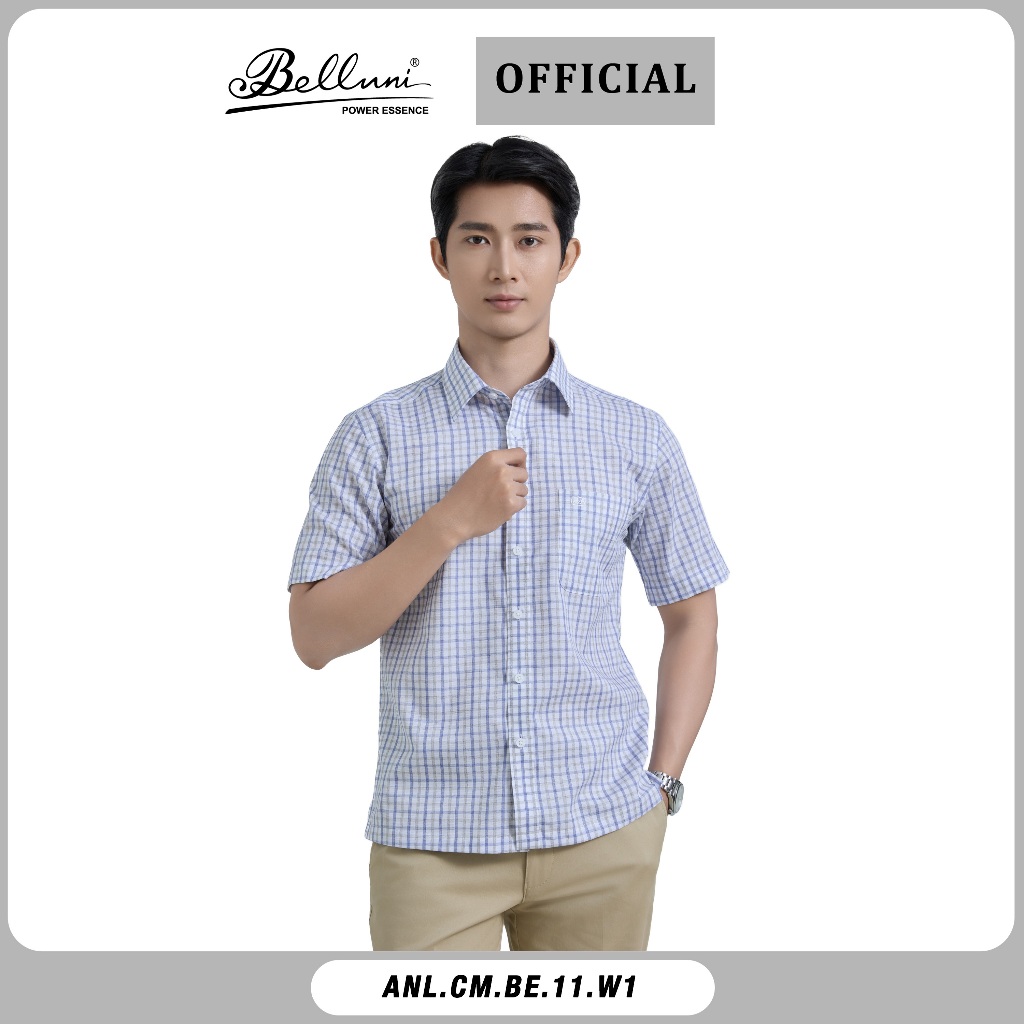 Áo Sơ Mi Nam Tay Ngắn Cao Cấp - Sơ Mi Nam Belluni Sơ Mi Công Sở 100% Cotton Phom Cổ Điển, Tôn Dáng -
