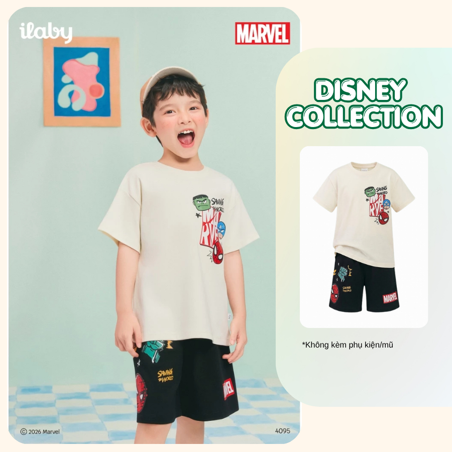 [ILABY 20-40kg] Bộ quần áo bé trai, bộ cộc bé trai chất liệu thun cotton co giãn thoáng khí [4095]