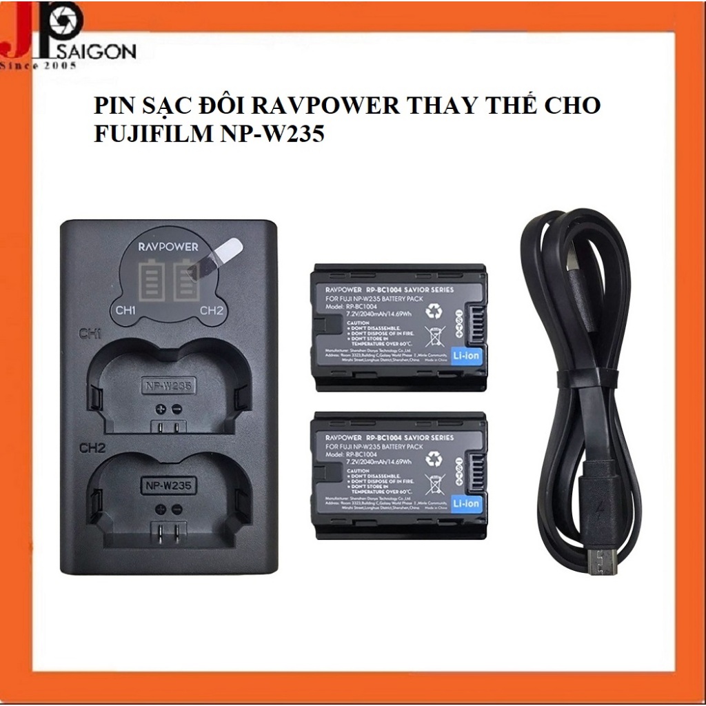 PIN SẠC ĐÔI RAVPOWER THAY THẾ CHO FUJIFILM NP-W235