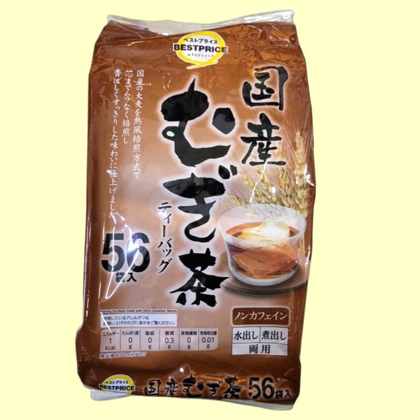 TOPVALU + Gói 448gr / 56 túi lọc + TRÀ LÚA MẠCH NHẬT BẢN Barley Tea Bags made with 100% Domestic Bar