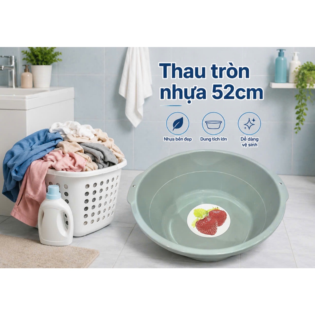 Thau tròn nhựa TỰ LẬP 52cm