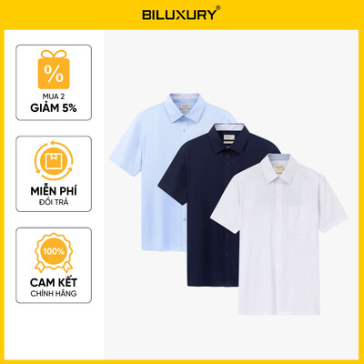 Áo Sơ Mi Nam Trắng Chống Bám Bẩn 1SMCB635 Biluxury Form Regular Fit Kháng Khuẩn Bền Màu