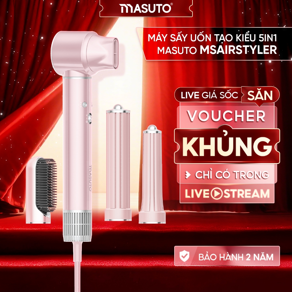 [GIÁ TỐT TẠI LIVE] Máy Sấy Tóc Tạo Kiểu 5in1 Masuto AirStyler Đa Chức Năng Công Nghệ Ion Giảm Hư Tổn