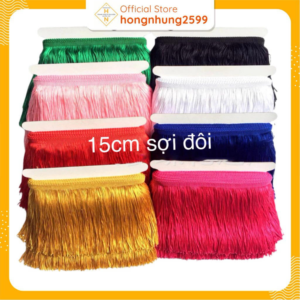 Tua rua sợi đôi 15cm 1 cuộn 10m phụ kiện may váy khiêu vũ.