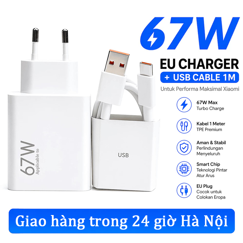 For Xiaomi 67W Fast Charger Adapter 6A USB-C Cable for Xm 13 12T Pro 12 11T 11T Pro Redmi Note 12 12