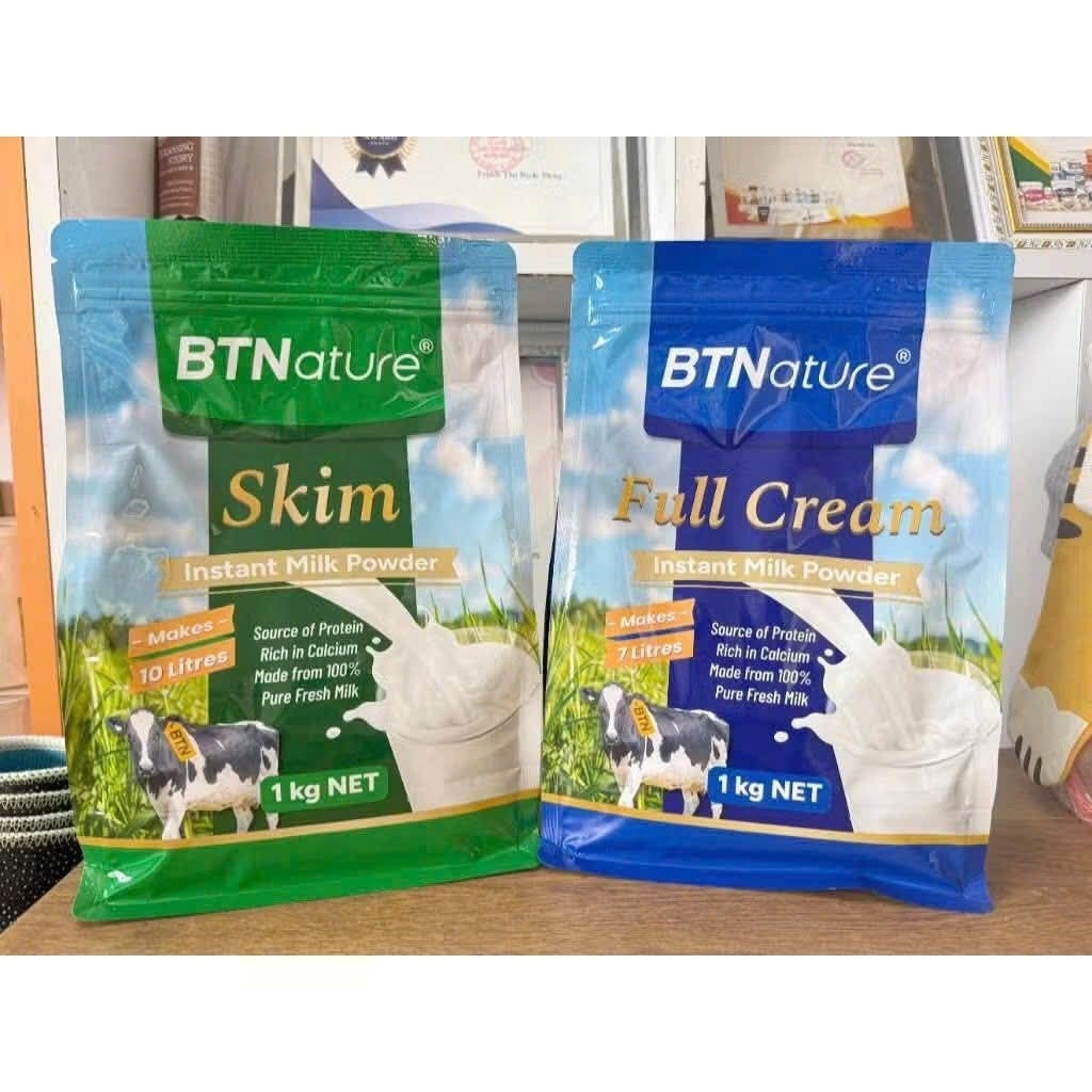 date 10/2026 - Bịch sữa bột tách béo/nguyên kem BTNature Skim/full cream  bịch 1 ký