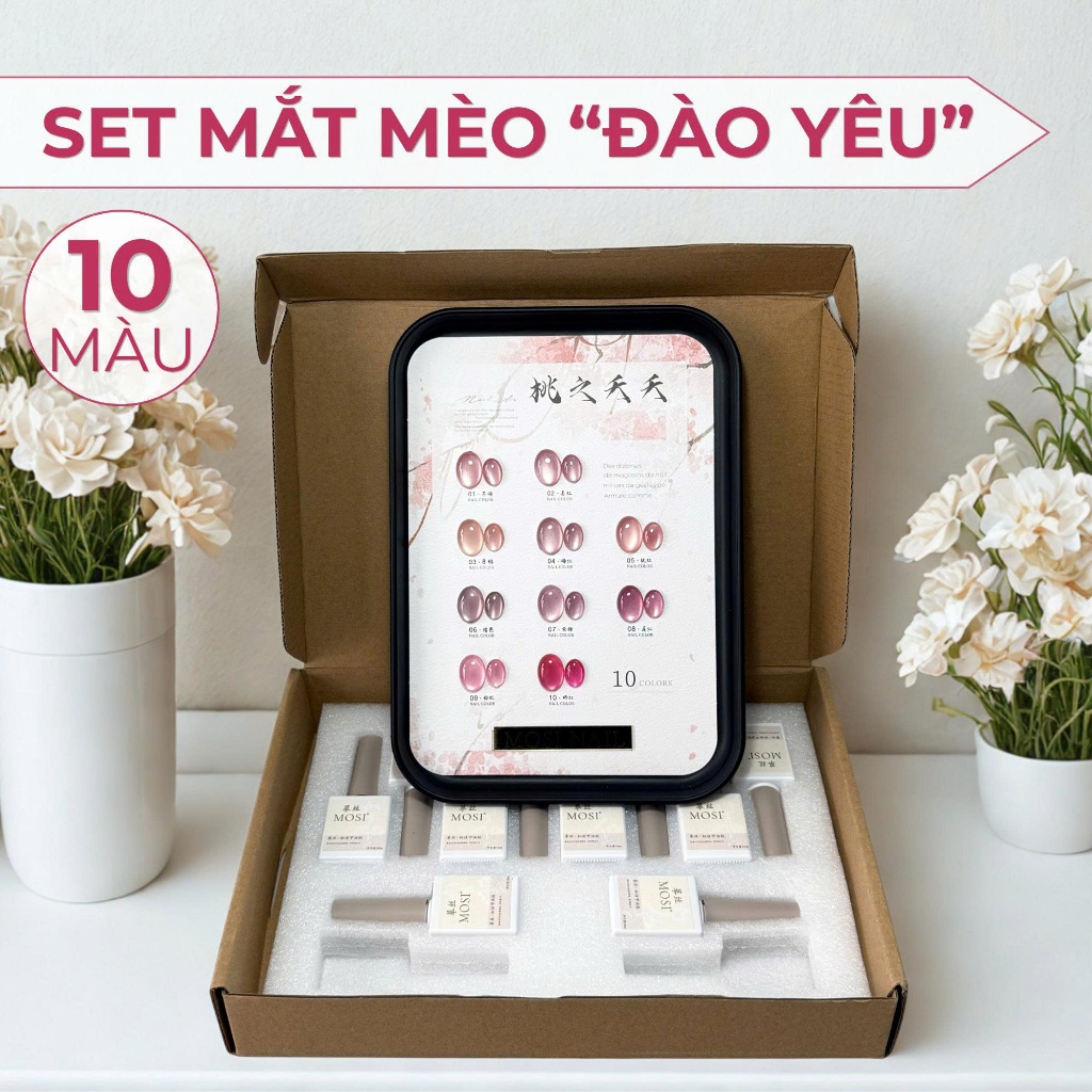 [Mới] Set 10 Mắt Mèo Đào Yêu MOSI – Tone Hồng Đào Ánh Ngọc Sang Tay Cho Tiệm Nail