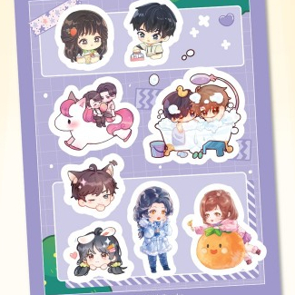 Tấm sticker quà tặng nhà Mei in hình Núi Của Cô Ấy, Biển Của Cô Ấy, Kẹo Dâu Tây...