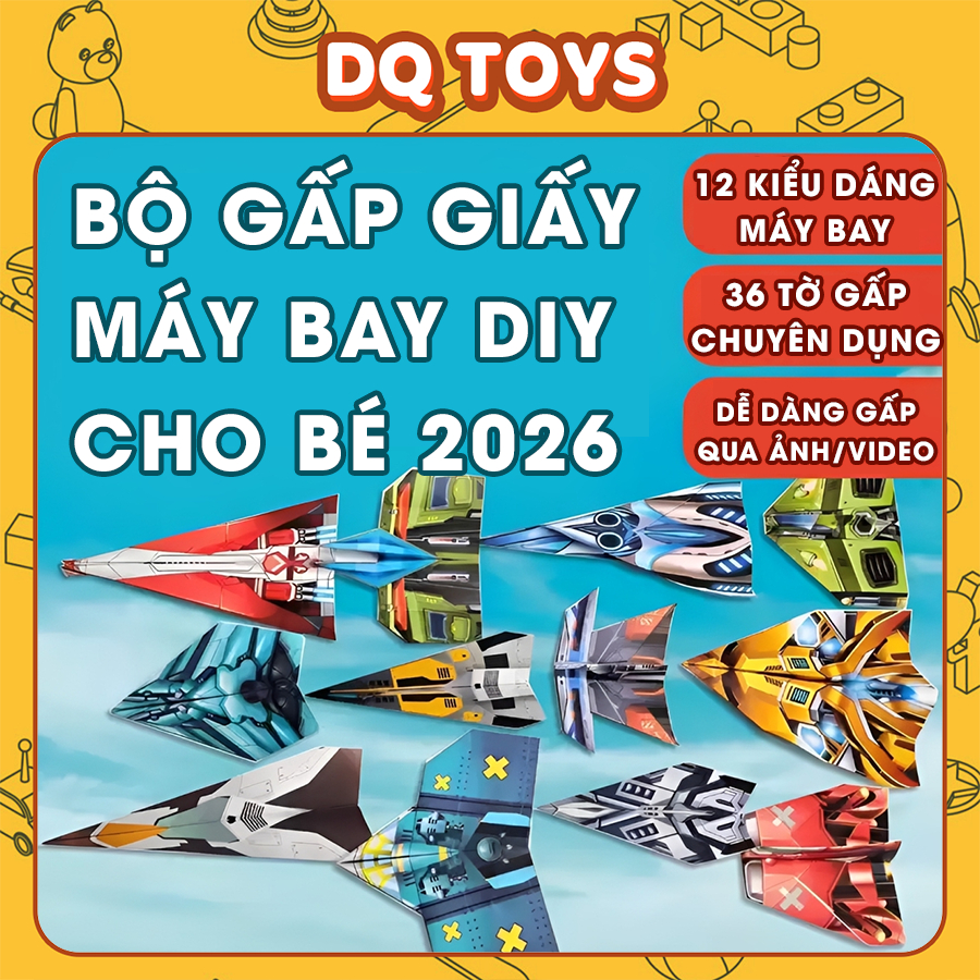 Bộ trò chơi gấp máy bay giấy Origami đồ chơi thủ công sáng tạo rèn luyện khéo léo 3D cao cấp DQ TOYS