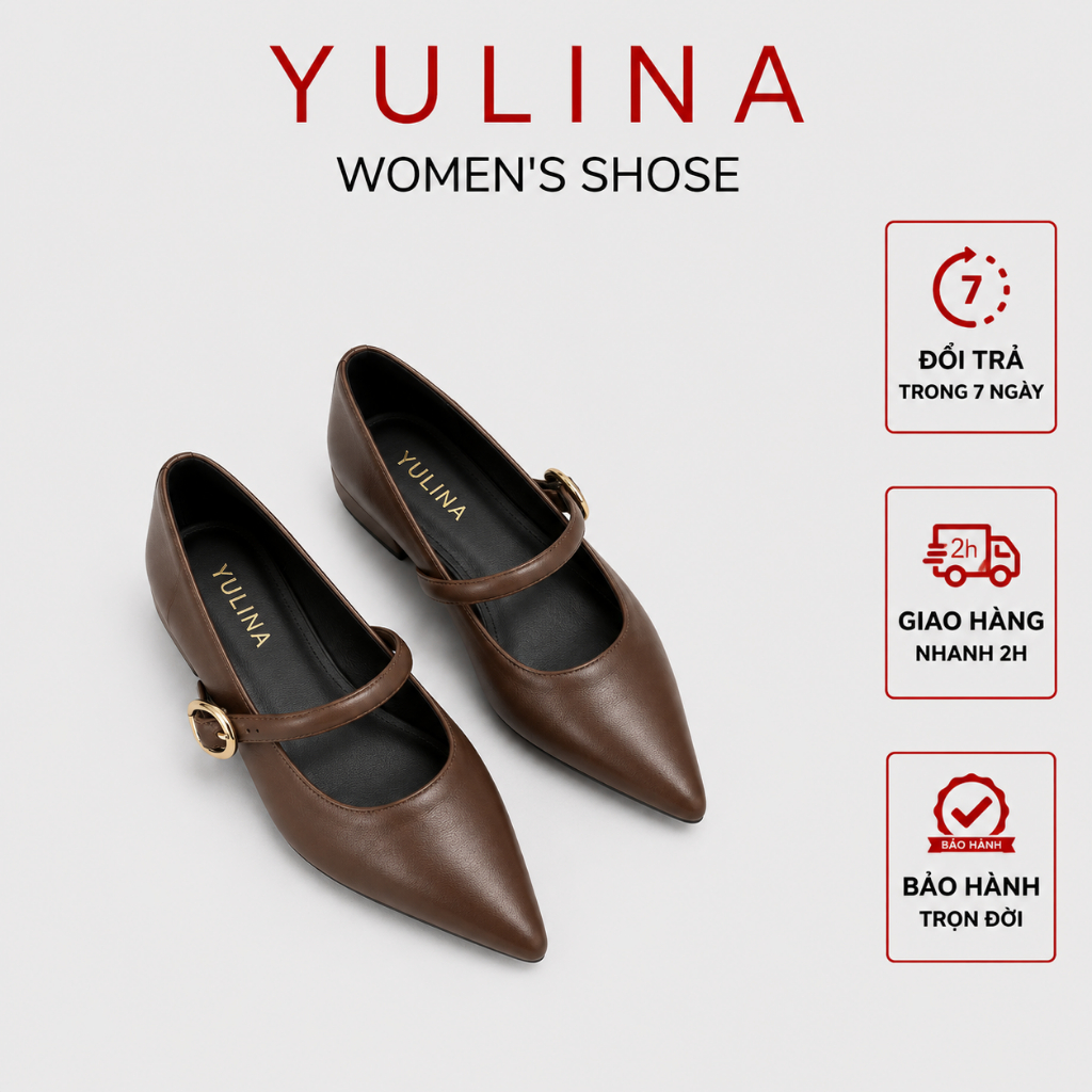 𝙔𝙐𝙇𝙄𝙉𝘼 - GIÀY BÚP BÊ MŨI NHỌN NCStore QUAI NGANG PHỐI KHÓA ĐẾ  4p LT39