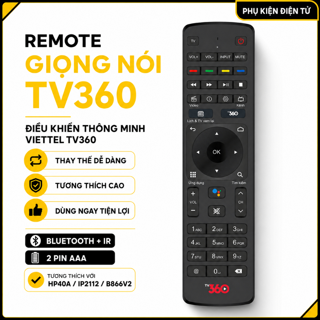 [HÀNG SẴN] Remote TV360 Box Viettel Giọng Nói - Bluetooth/IR - Hàng Mới