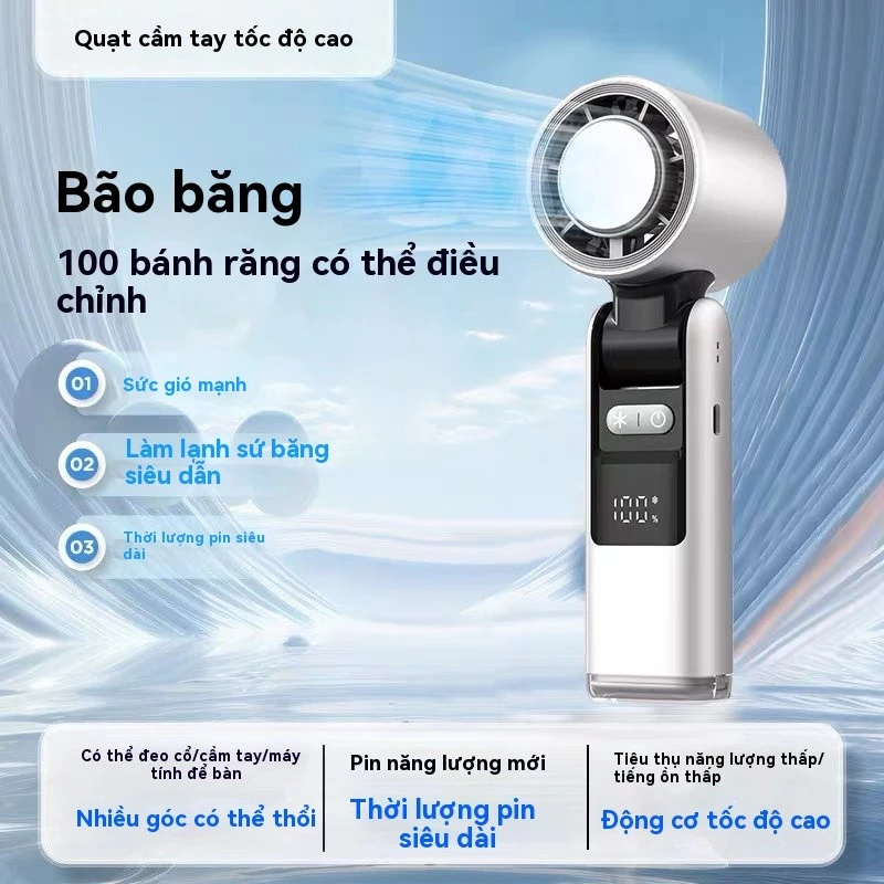 Quạt Cầm Tay Mini K801, 200 Cấp Độ Gió, Gấp Gọn 90°, Màn Hình LED | BigBuy360 - bigbuy360.vn