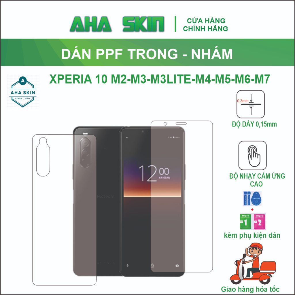 Miếng dán PPF Xperia 10 Mark2/Mark3/Mark4/Mark3 Lite/Mark 5/Mark6/Mark7 full viền nhám,trong Chống t