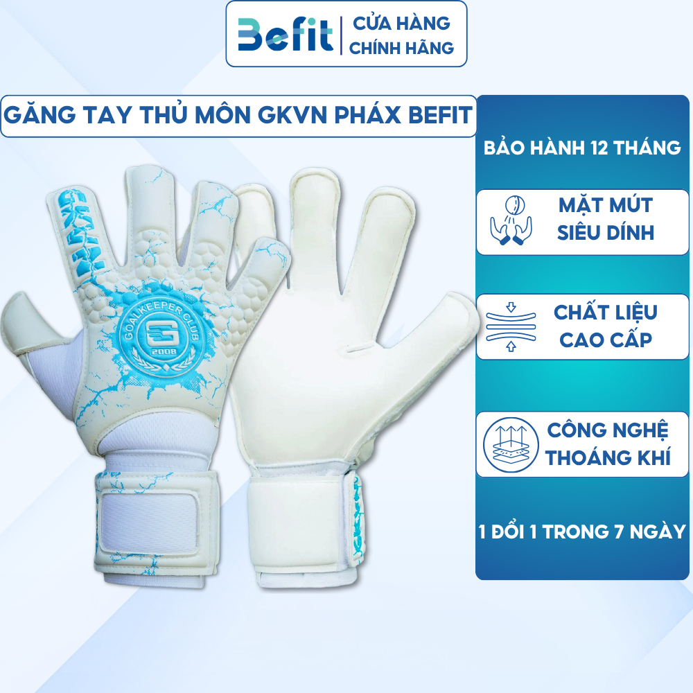 Găng tay thủ môn GKVN Phá chính hãng siêu dính, Găng tay bắt bóng BEFIT chất lượng cao mặt mút siêu 