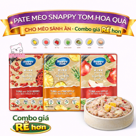 [Top Value] Combo 10 gói Pate Snappy Tom TRÁI CÂY Pate Cho Mèo Gói 70g - Huna