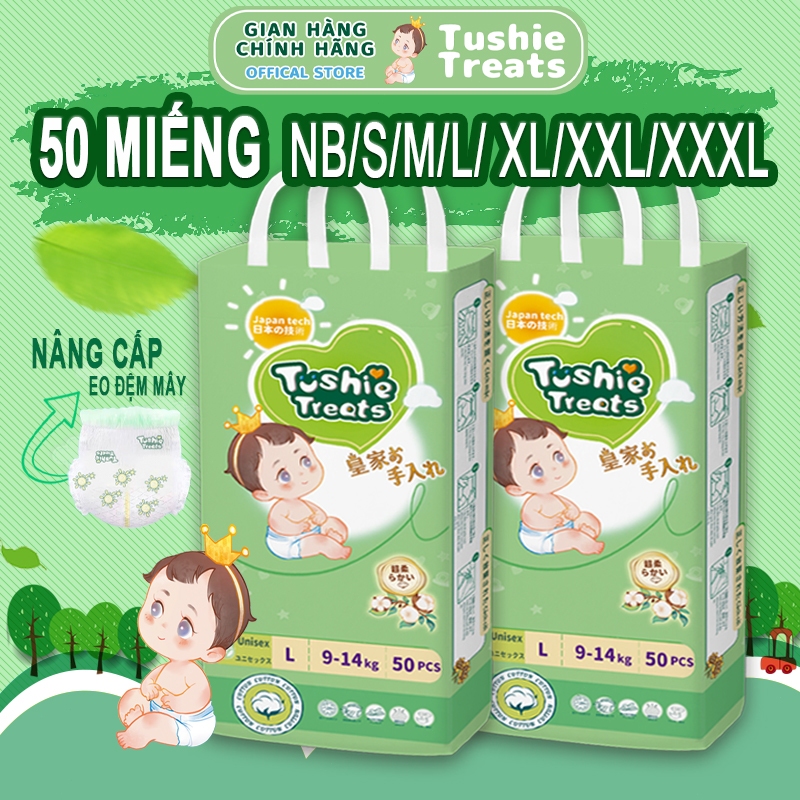 <Bản nâng cấp>Tushie Treats Tã/quần siêu mỏng, eo đệm mây sử dụng công nghệ tiên tiến Nhật Bản NB/S/M/L/XL/XXL/XXXL
