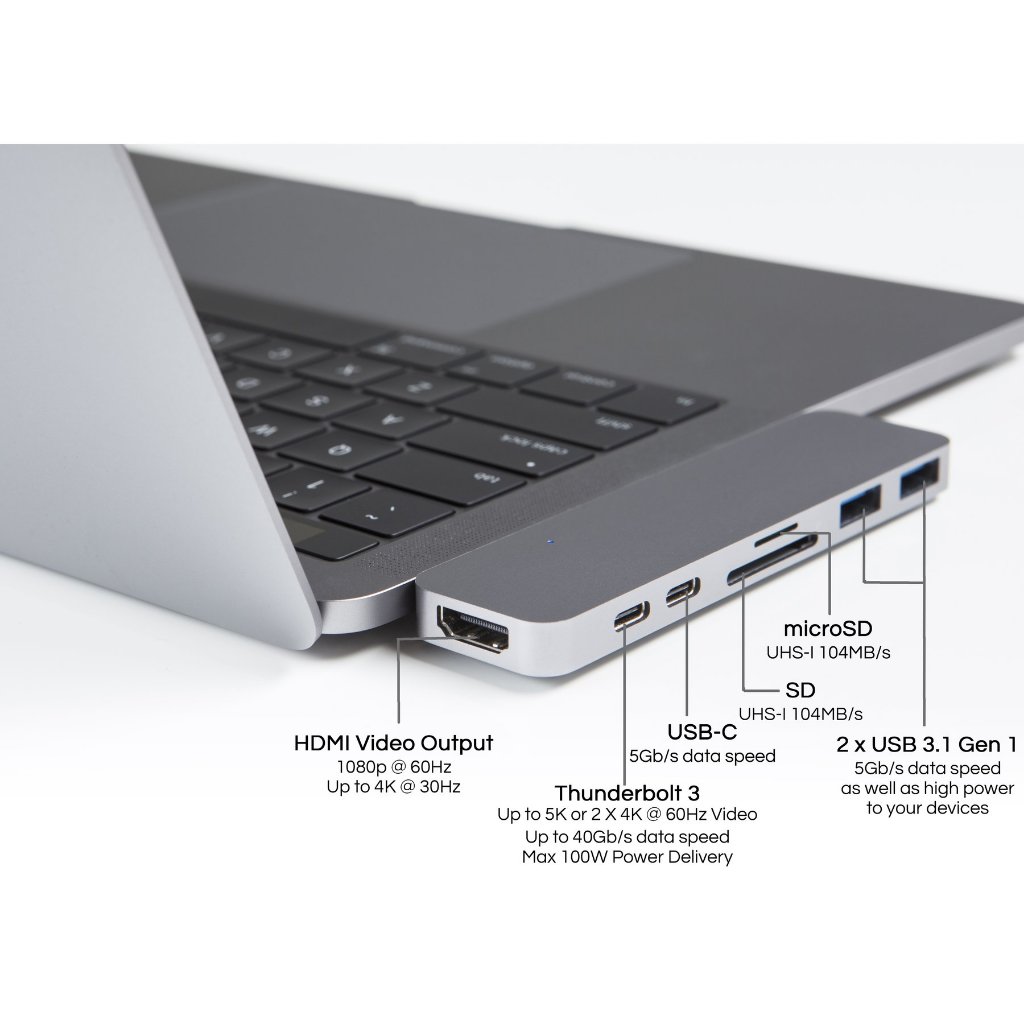 Cổng chuyển HyperDrive 7-in2- USB-C Thunderbolt 3 Hub dành cho MacBook Pro/Air (GN28B) | BigBuy360 - bigbuy360.vn