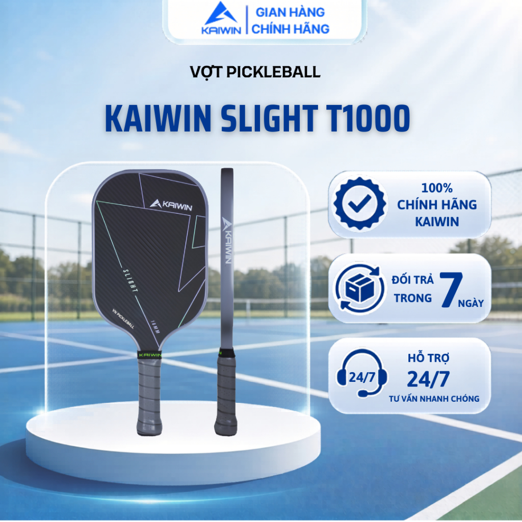 Vợt Pickleball SLIGHT T1000 KAIWIN BẢN VN Chính Hãng – Cán Carbon, Trợ Lực Tốt, Siêu Nhẹ