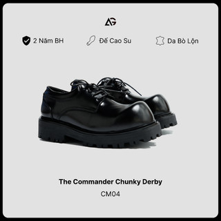 Giày Da Nam The Commander Chunky Derby Mũi Tròn Đế 5cm Da Bò Mộc Cao Cấp AUGUST CM04