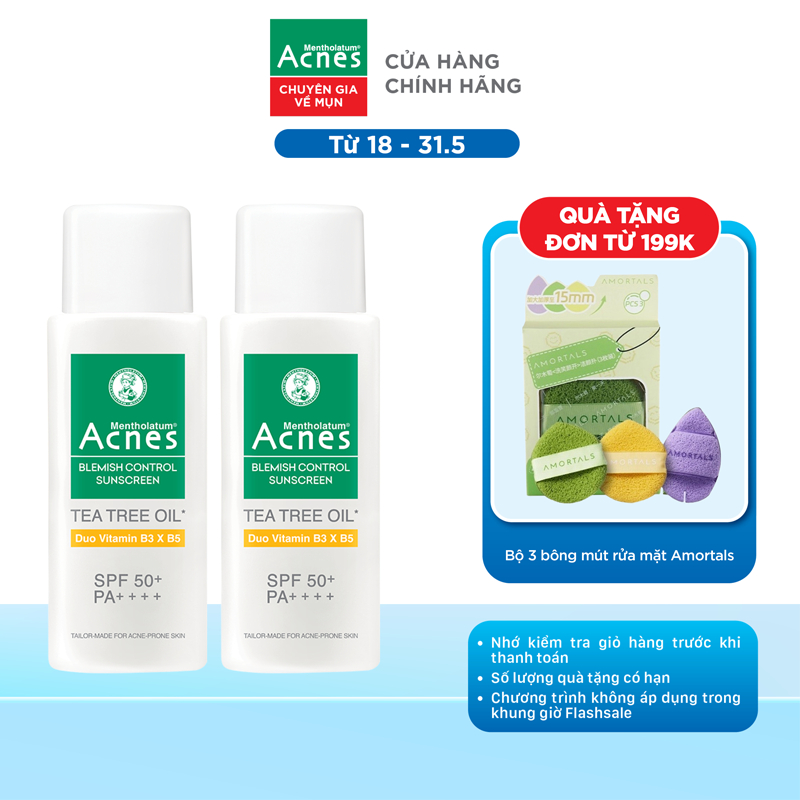 [VB] Combo 2 Kem chống nắng cho da dầu mụn Acnes Blemish Control Sunscreen 50g