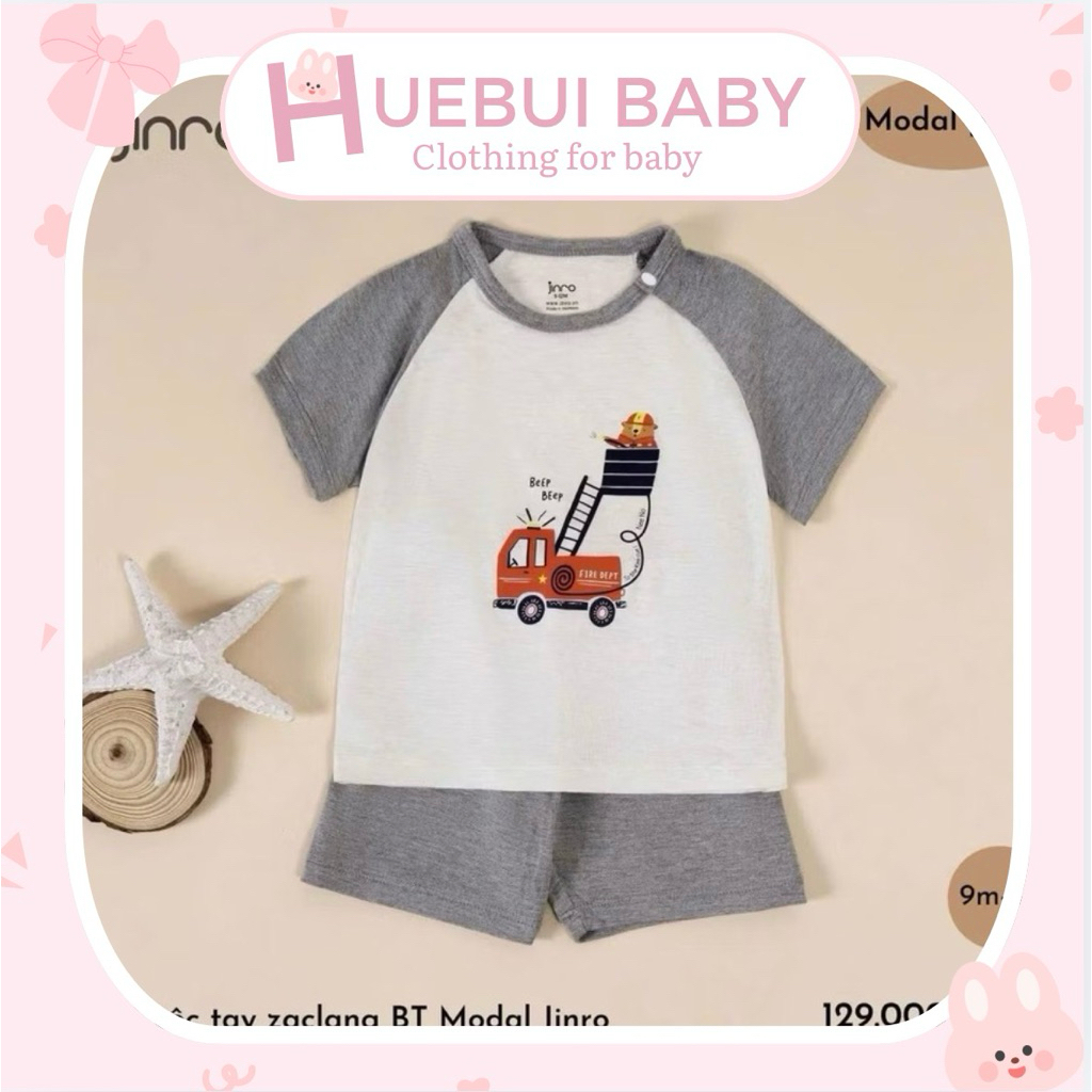 | Jinro| Bộ Quần Áo Cộc Tay Raglan Jinro Cho Bé Trai Chất Modal Petit