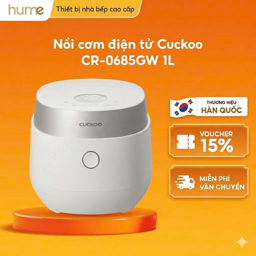 Nồi cơm điện tử Cuckoo CR-0685GW 1L , Màu Trắng 630W - Điều khiển cảm ứng