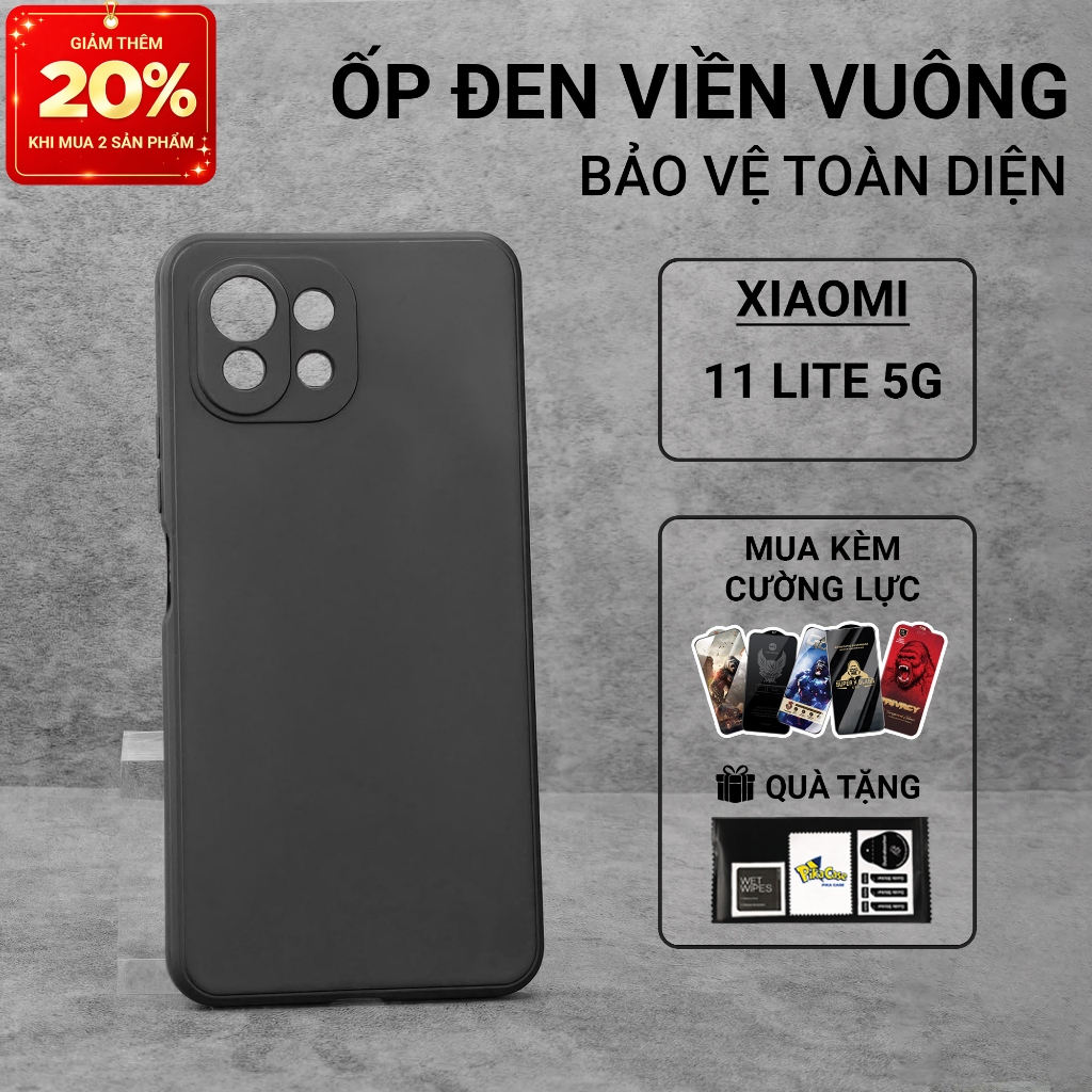 Ốp lưng Xiaomi 11 lite 5G NE Pikacase trơn màu đen | Ốp điện thoại Xiaomi dẻo bảo vệ camera đt toàn 