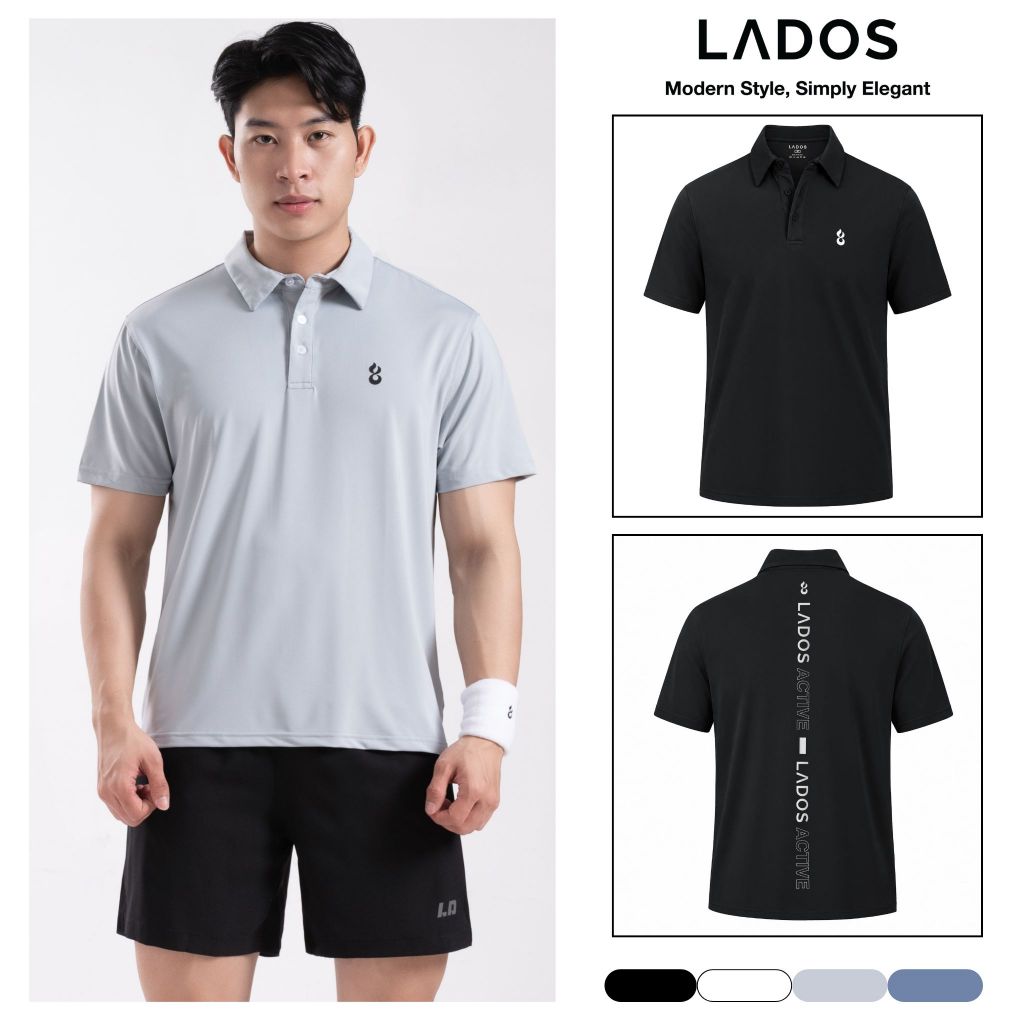 Áo Thun Polo Thể Thao Nam LADOS 9280 - Vải Cool Dynamic Co Giãn, Thoáng Khí, Chữ LADOS Chạy Dọc Lưng