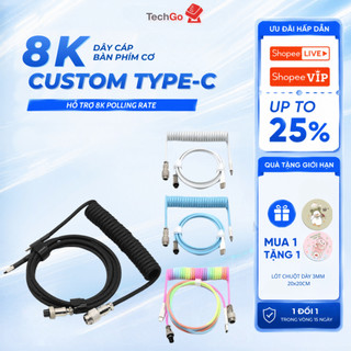 Dây Cáp Bàn Phím Cơ Custom Type-C Xoắn Lò Xo GX-12, Hỗ Trợ 8K Polling Rate, Kết Nối USB A to Type-C