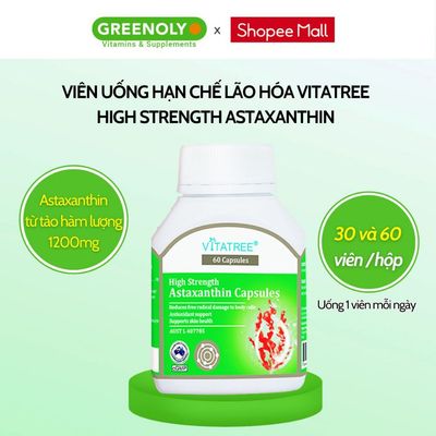 Viên uống hạn chế lão hóa Vitatree High Strength Astaxanthin làm đẹp săn chắc da