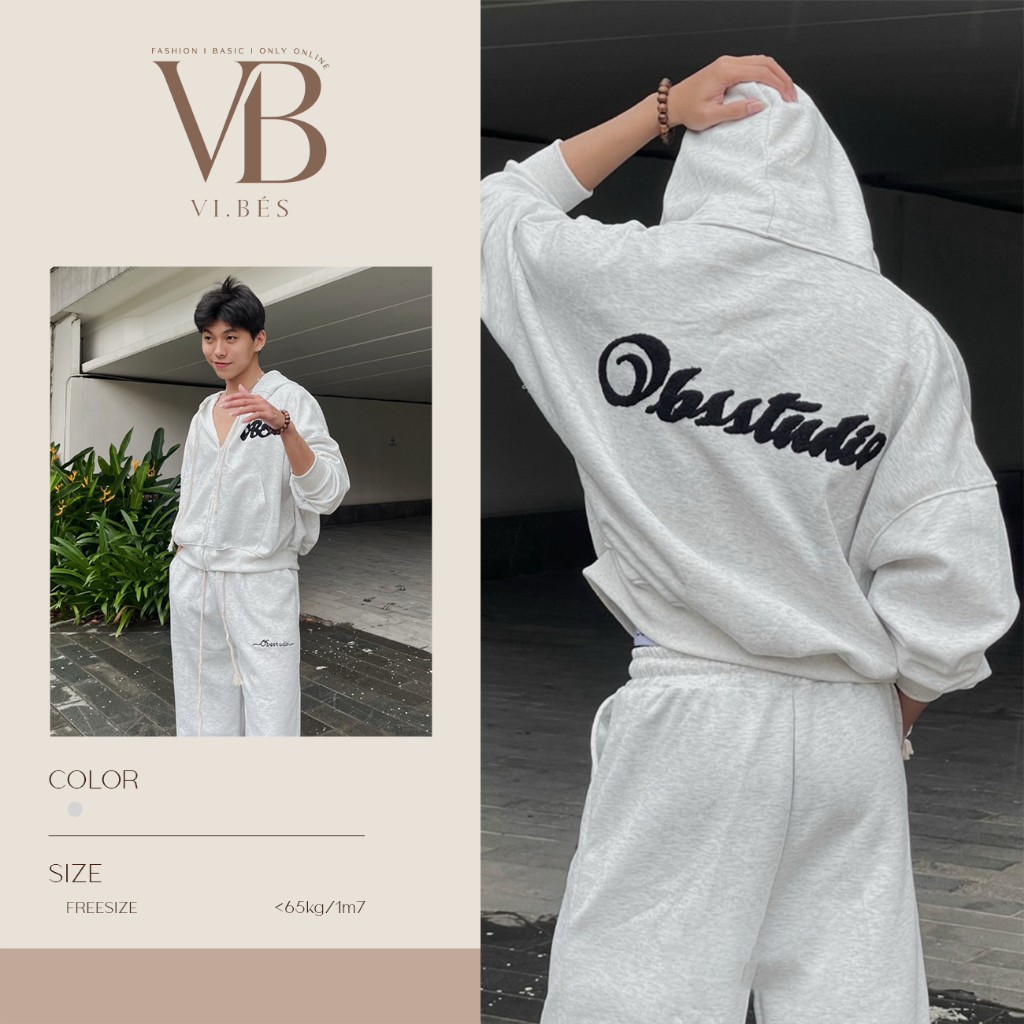 (DEAL MỞ BÁN) Set bộ nỉ thêu Obsstudio form rộng basic