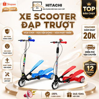 Xe Scooter Cho Bé 3 Bánh Có Bàn Đạp Và Phanh Tay, Chịu Lực Đến 70kg Xe Chòi Chân Vận Động Ngoài Trời