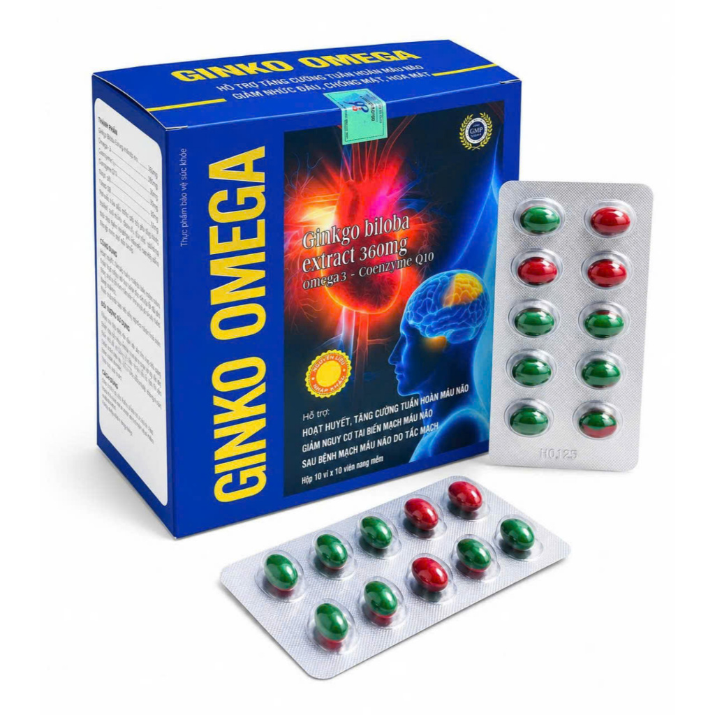 ginkgo omega 3 Ginkgo Biloba  Bổ Sung Dưỡng Chất Cho Não, hoạt huyết dưỡng não giảm đau đầu, chóng m