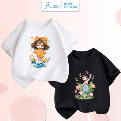 [MỚ] Áo thun cộc tay cho bé gái AORE, Áo phông in hình Bé Gái Tinh Nghịch, Đáng Yêu COTTON mềm mịn thoáng mát 9-36kg