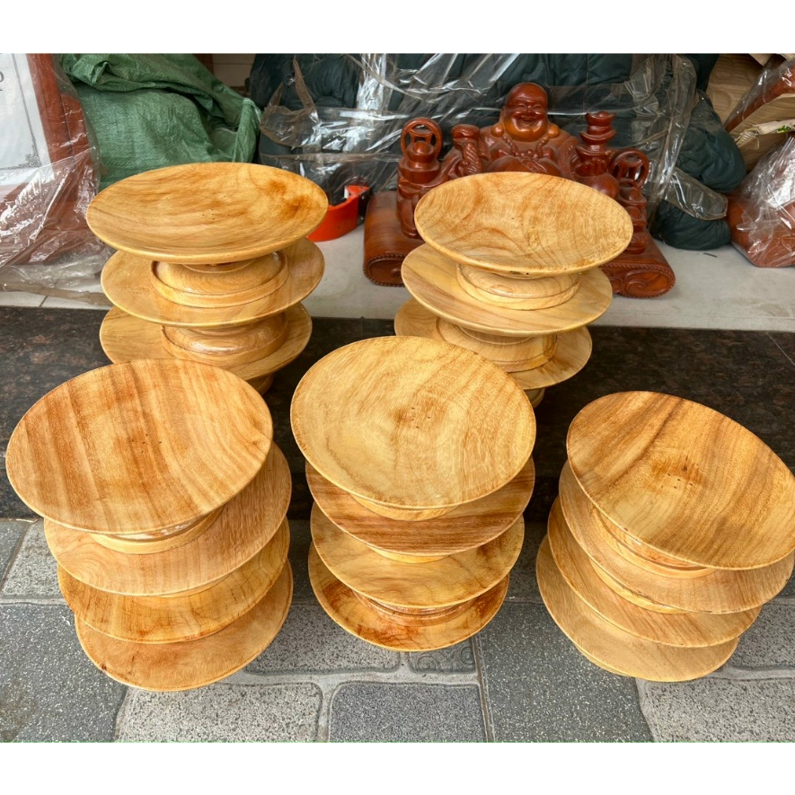 Mâm bồng thờ-Đĩa trái cây hoa quả chưng bàn thờ gỗ gõ, vân gỗ tự nhiên đẹp - nhiều size