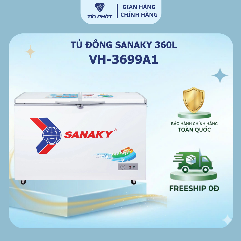 [ Miễn phí giao lắp HN ] Tủ Đông Sanaky dàn đồng 360 lít VH 3699A1 - Hàng chính hãng
