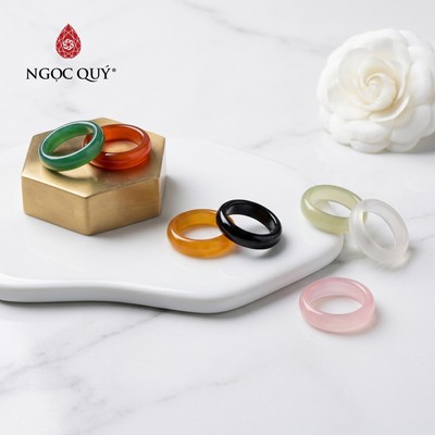 Nhẫn nữ đá mã não bản 5mm ND100 - Ngọc Quý