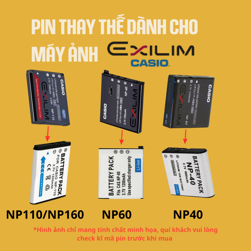 Pin thay thế cho máy ảnh Casio Exilim Pin Casio Exilim tương thích nhiều dòng Pin Casio Exilim NP40 