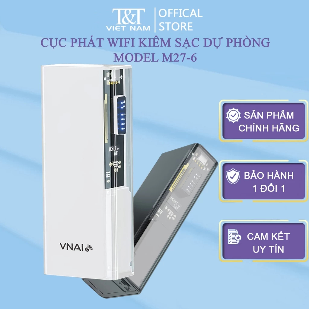 Cục Phát Wifi di động từ sim 4G 2 Băng Tần 2,4GHz và 5,8GHz Model M27 - 6 kiêm Sạc Dự Phòng 8000mAh