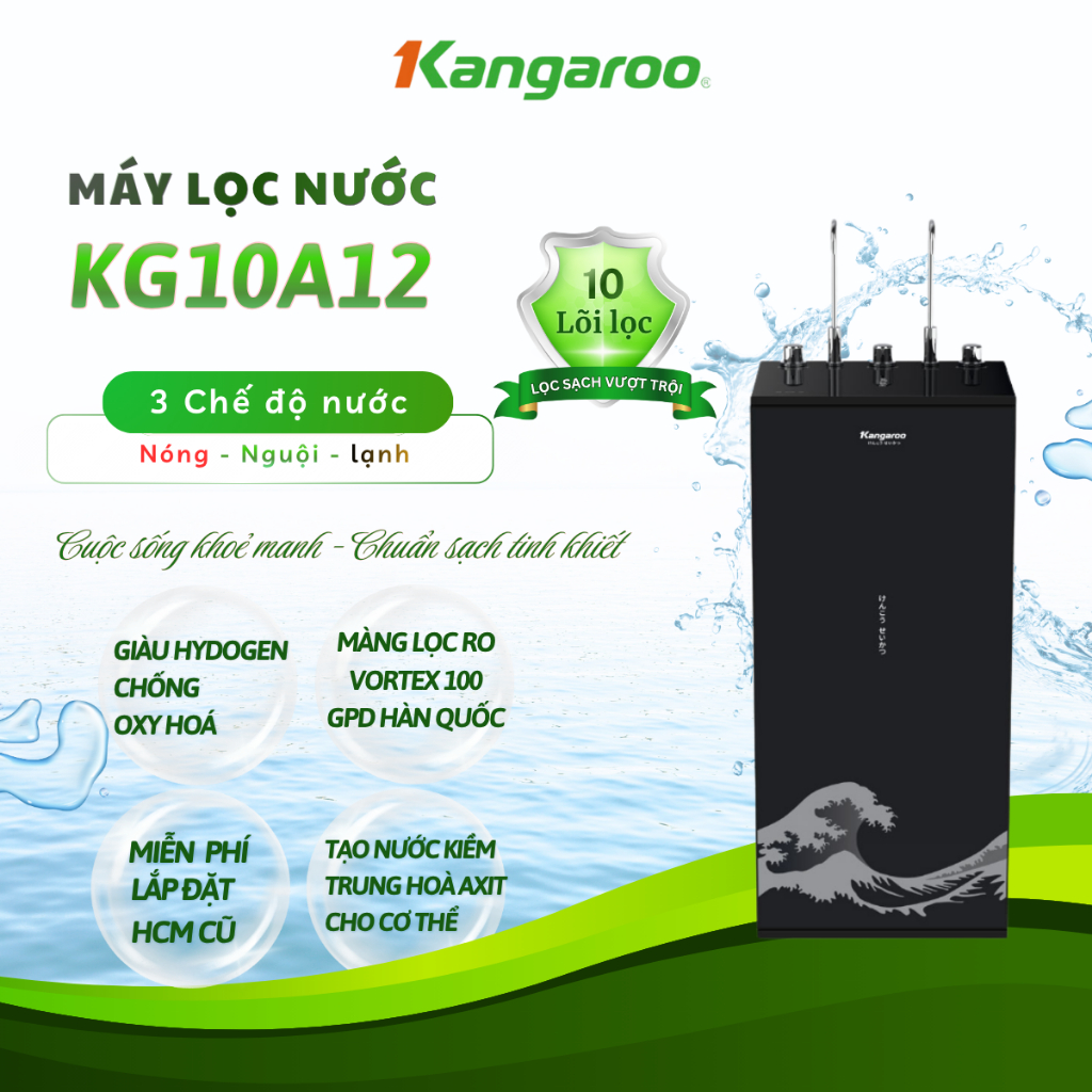 [HỎA TỐC] Máy lọc nước RO nóng nguội lạnh Hydrogen Kangaroo KG10A12 10 lõi, 10a12 - Hàng Trưng Bày